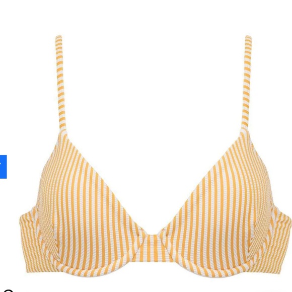 Montce Canary Stripe Dainty Bikini Top Striped Yellow White Bralette Bra NWT